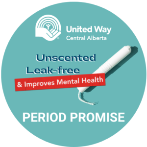 United Way Period Promise graphic with tampon
