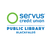 servus credit union Blackfalds Library logo